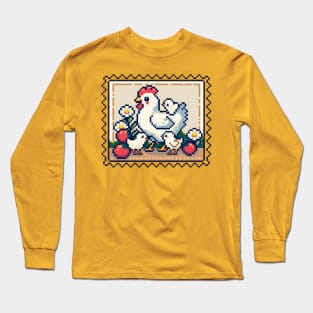 Mommy hen | Cute Pixel art Long Sleeve T-Shirt